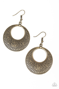 Paparazzi Accessories Floral Frontier Brass Earrings